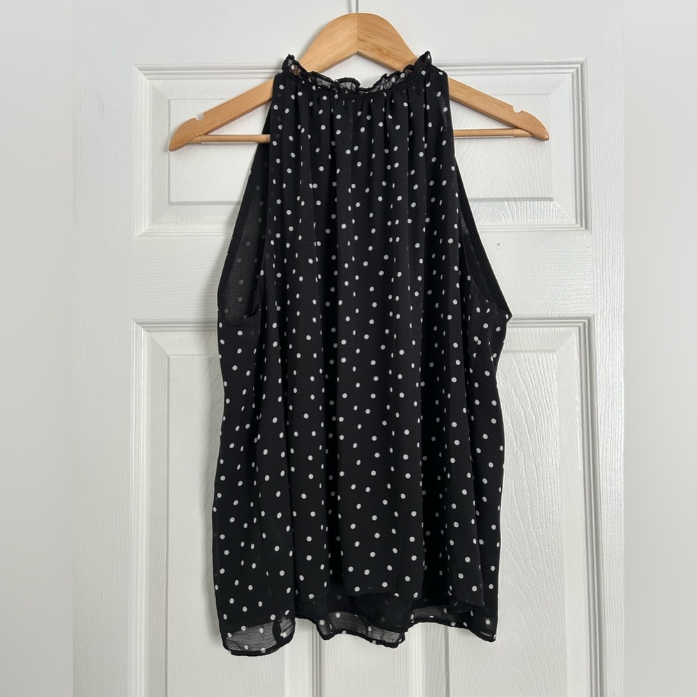 NEW Ann Taylor Black and White Polka Dot Blouse